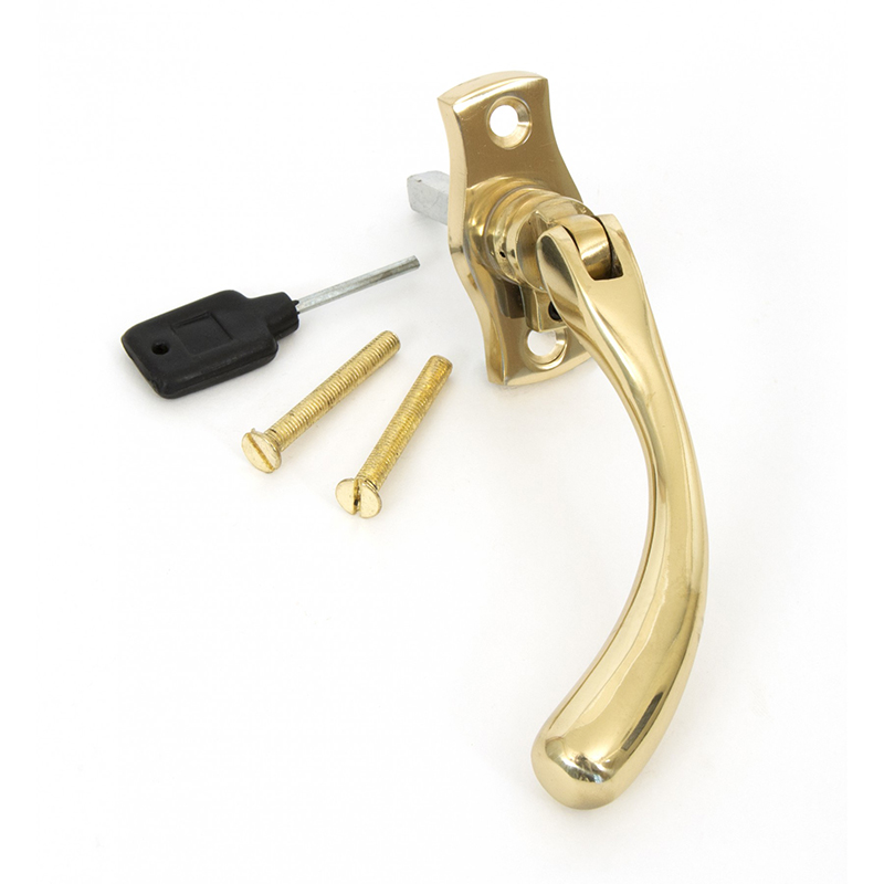 Pear Drop Espagnolette Handle - Left Hand Polished Brass