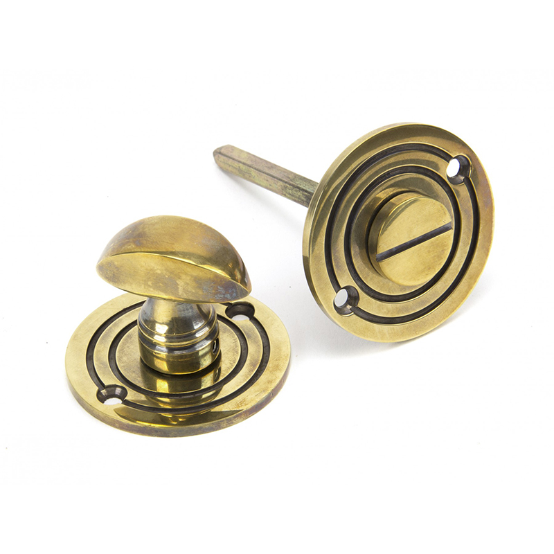 Round Bathroom Thumbturn Aged Brass