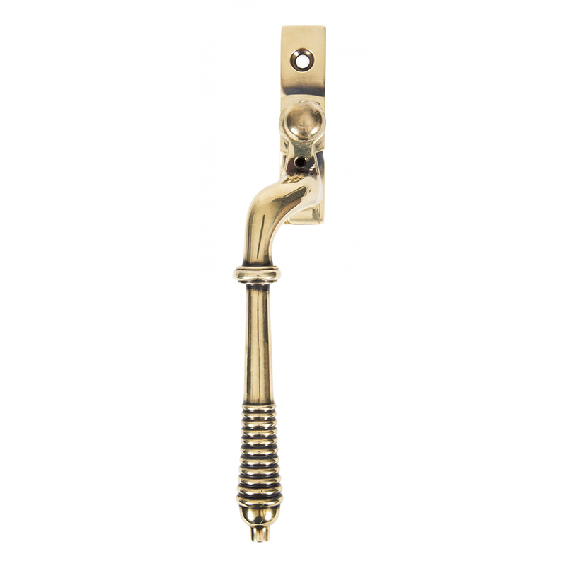 Reeded Espagnolette Handle - Left Hand Aged Brass