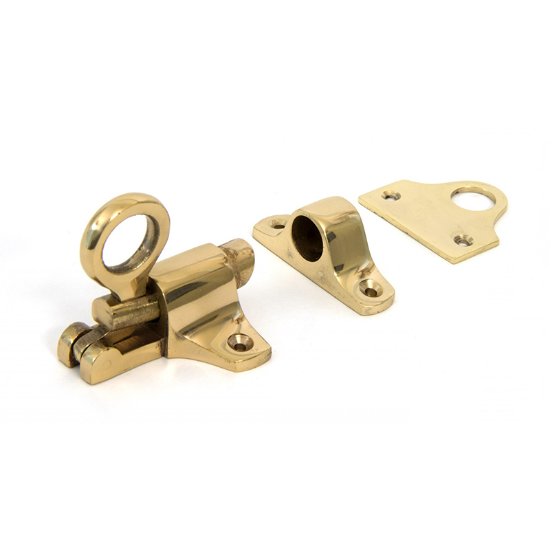 Fanlight Catch & Two Keeps Polished Brass