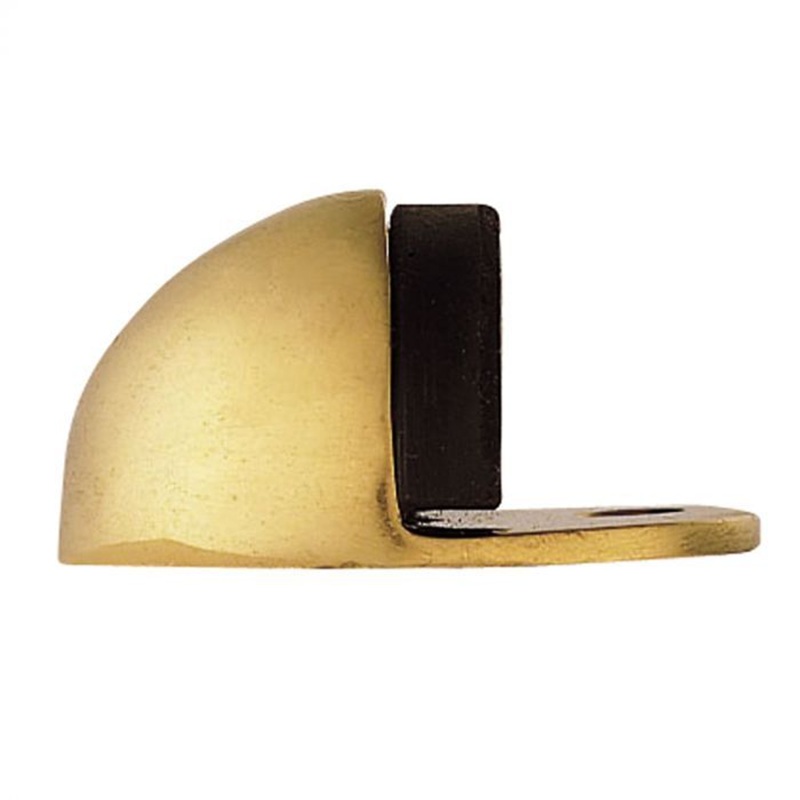 Oval Floor Mounted Door Stop Polished Brass