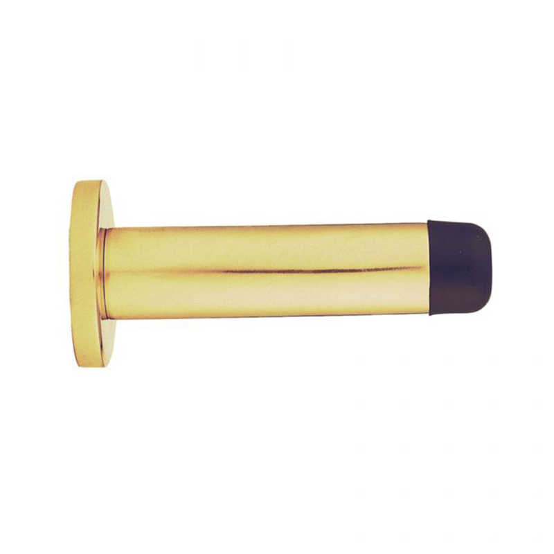 Cylinder Pattern Door Stop with Rose 71mm Polished Brass