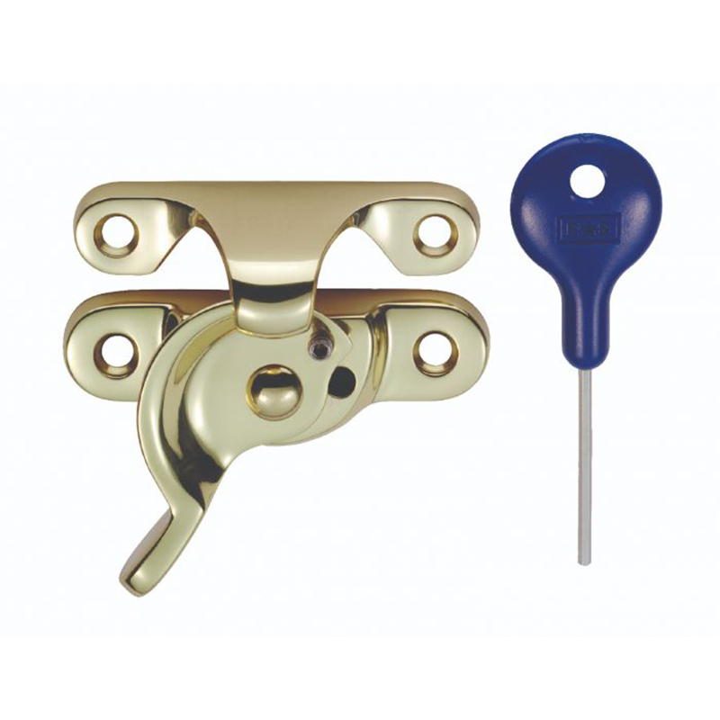 Fitch Pattern Sash Fastener - Non-Locking Polished Brass