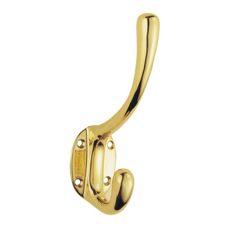 Heavy Architectural Hat & Coat Hook Polished Brass