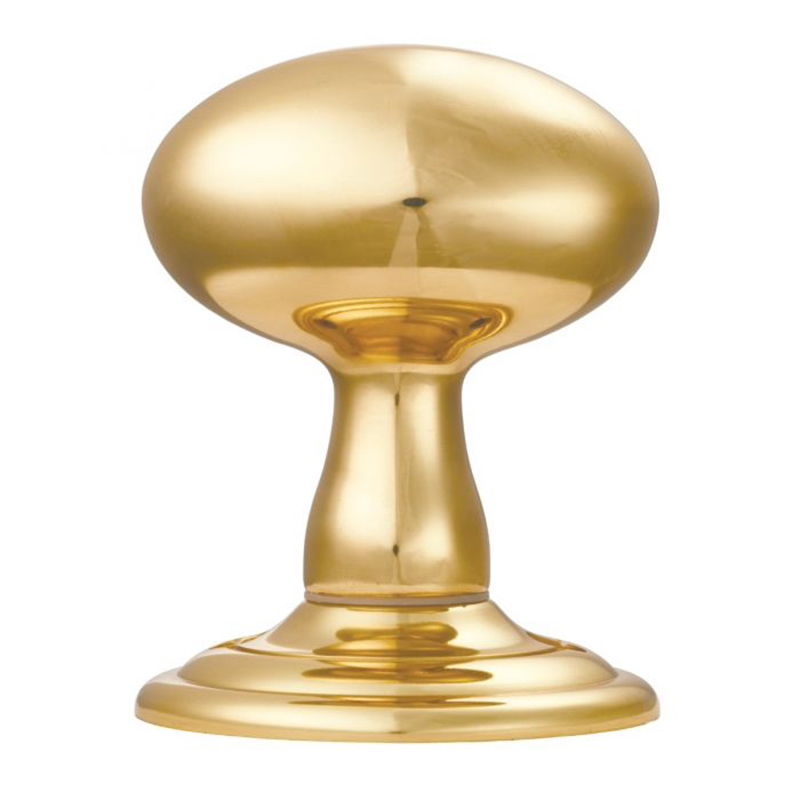 Oval Mortice Knob - 62mm Dia Polished Brass