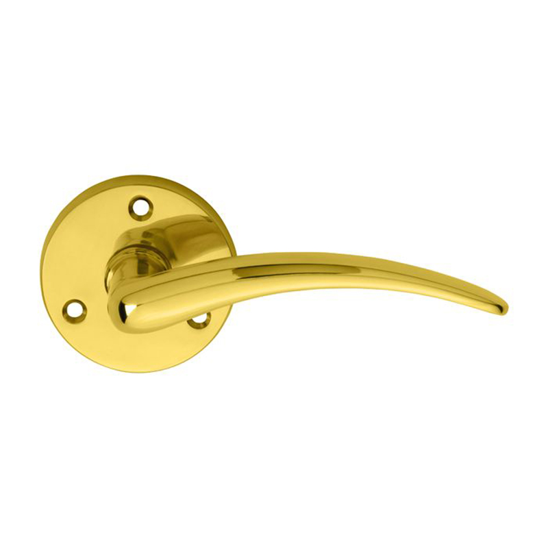 Wing Lever on Round Rose Polished Brass