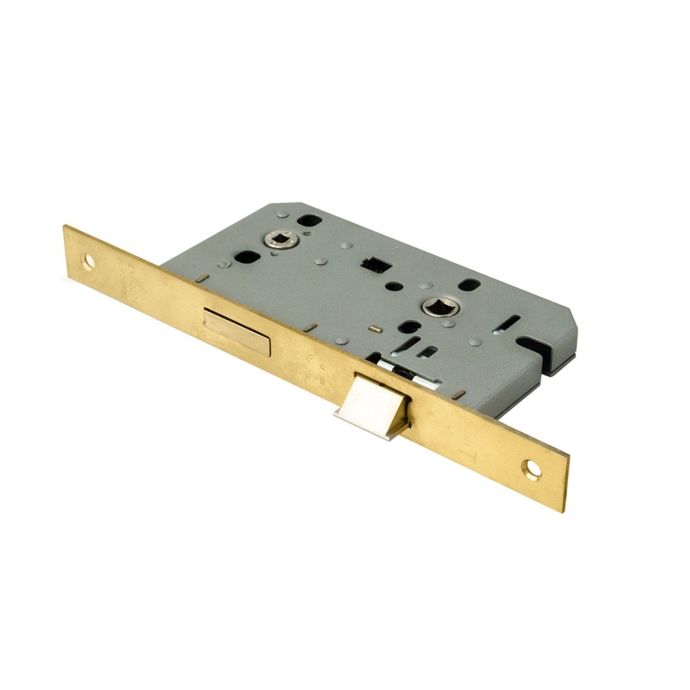 Easi-T Contract Bathroom Din Lock - Square Stainless Brass