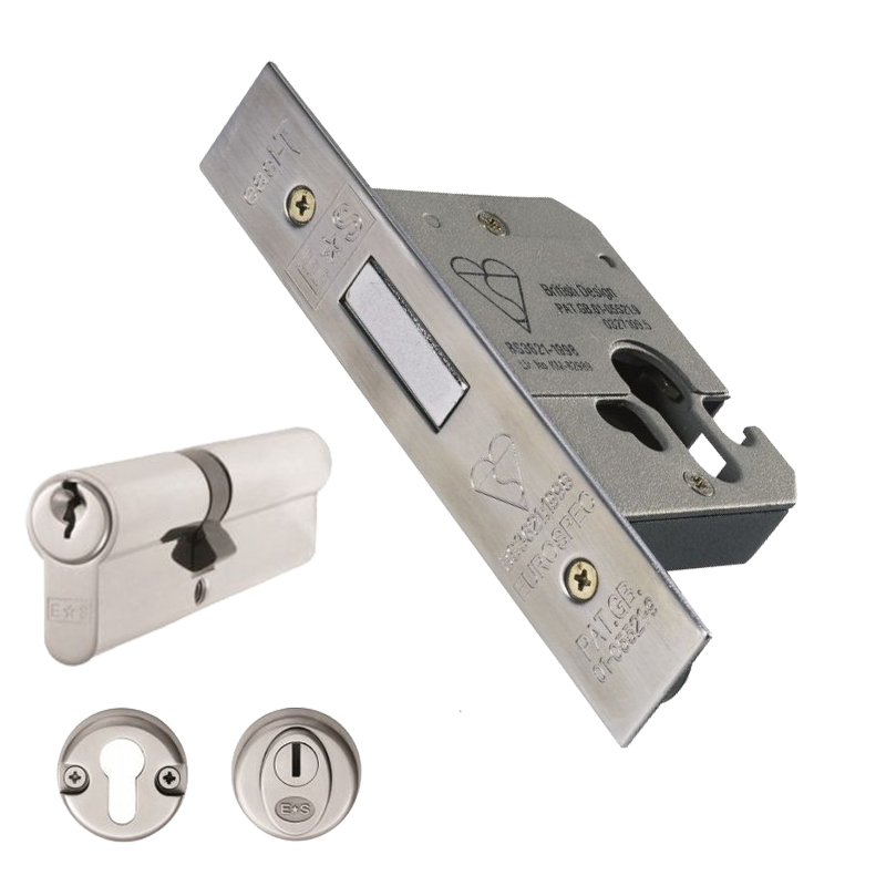 Eurospec BS Euro Profile Deadlock - Double Cylinder - 64mm -  Satin Stainless Steel