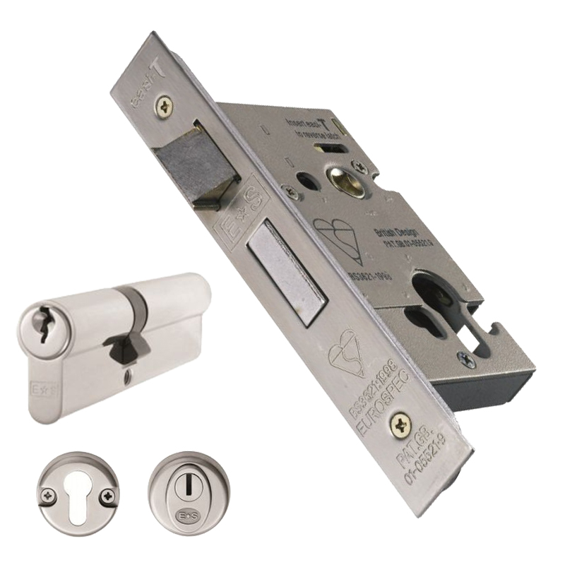 Eurospec BS Euro Profile Sashlock - Double Cylinder - 64mm -  Satin Stainless Steel