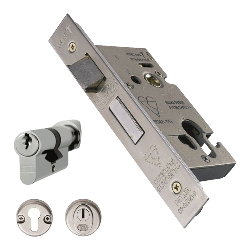 Eurospec BS Euro Profile Sashlock - Cylinder & Turn - 64mm -  Satin Stainless Steel