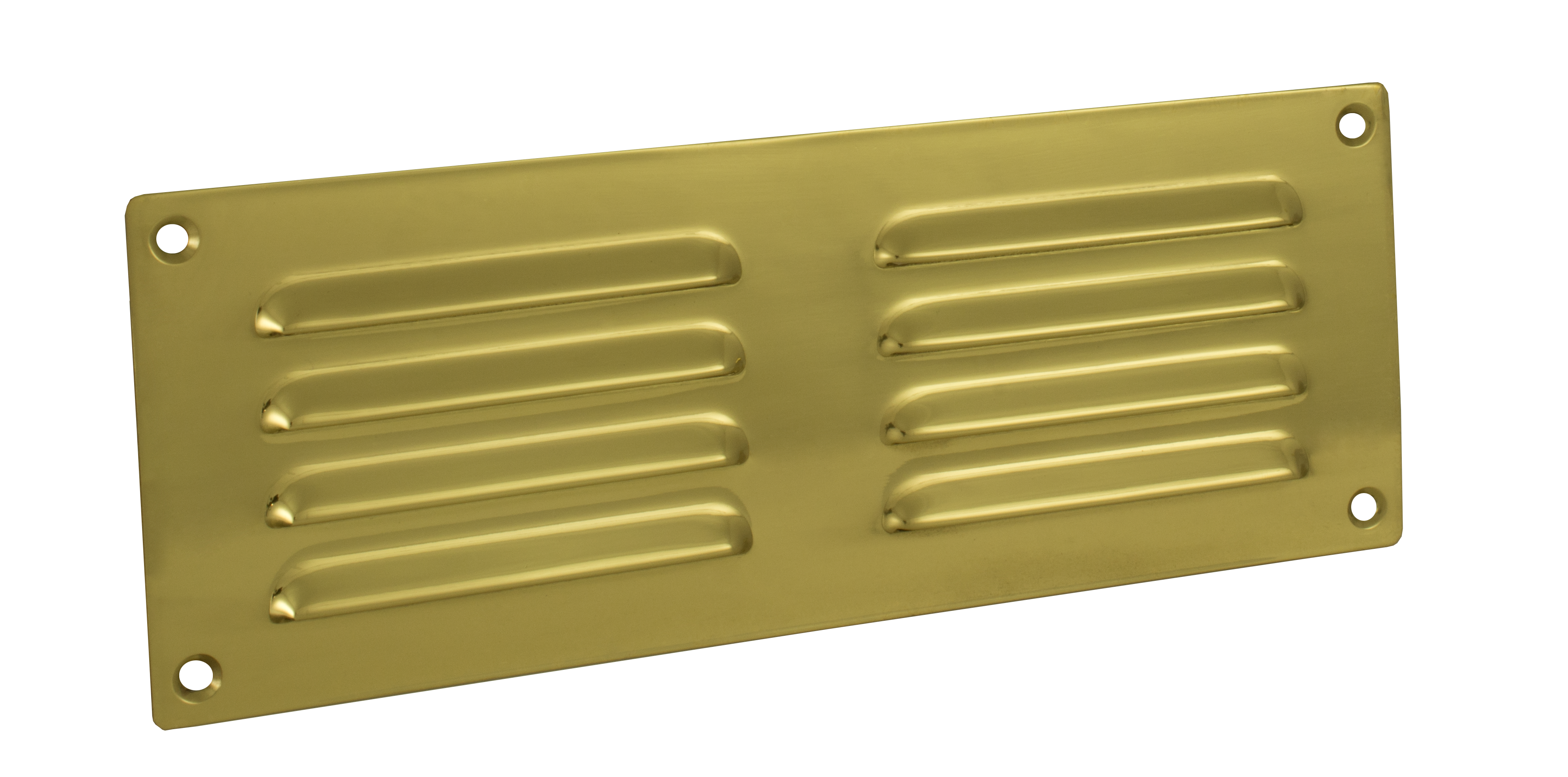 Hooded Louvre Brass Ventilation - 242mm x 89mm Polished Brass