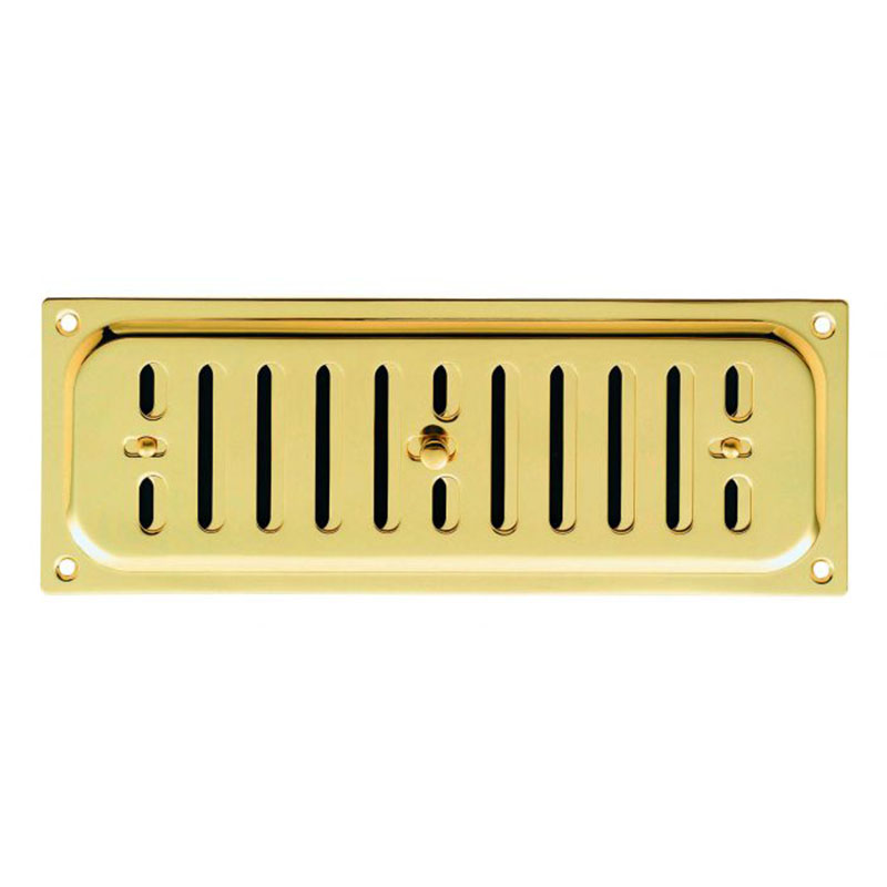 Hit and Miss Brass Ventilation - 242mm x 89mm Polished Brass