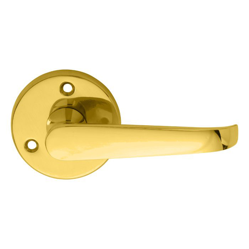 Victorian Lever on Round Rose Polished Brass