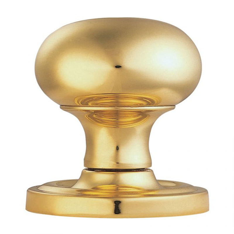 Mushroom Mortice Knob Concealed Fix - 65mm Dia Polished Brass
