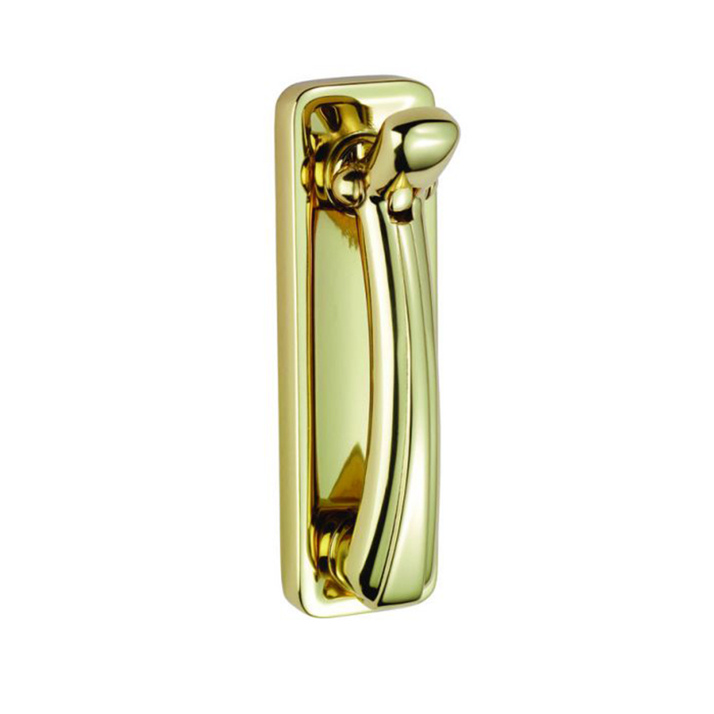 Door Knocker on Backplate Polished Brass