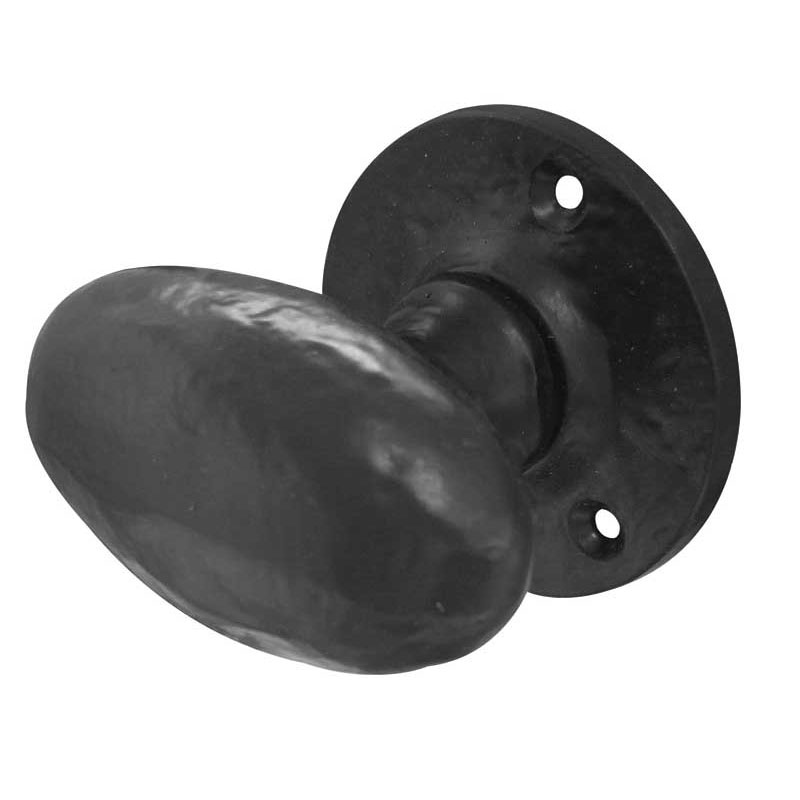 Oval Mortice Knob - 68mm Dia Black