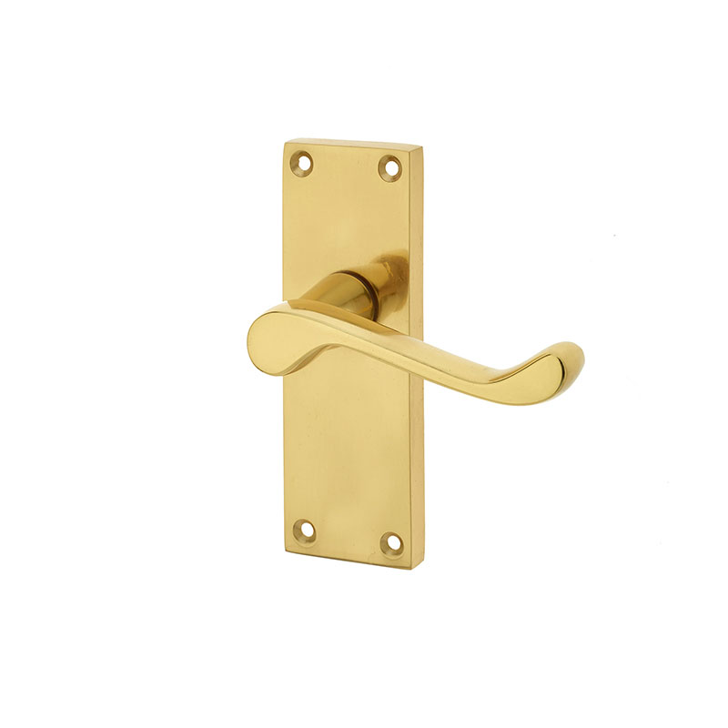 Victorian Scroll Lever Latch Short Handle - Polished Brass