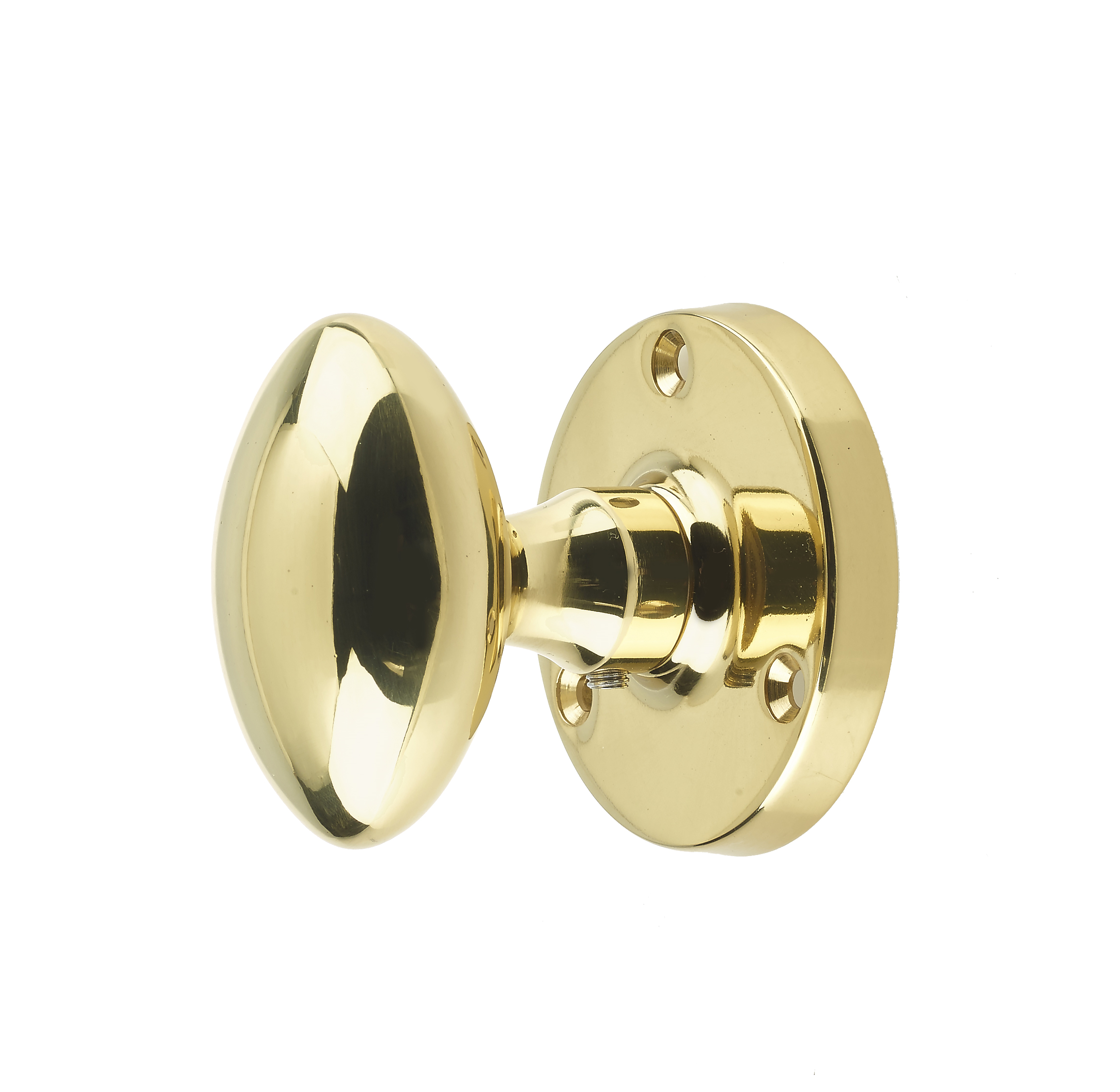 Oval Mortice Knob - 56mm Dia Polished Brass