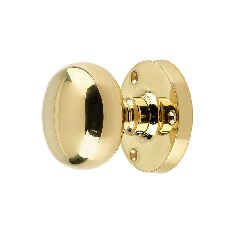 Mushroom Mortice Knob - 52mm Dia Polished Brass