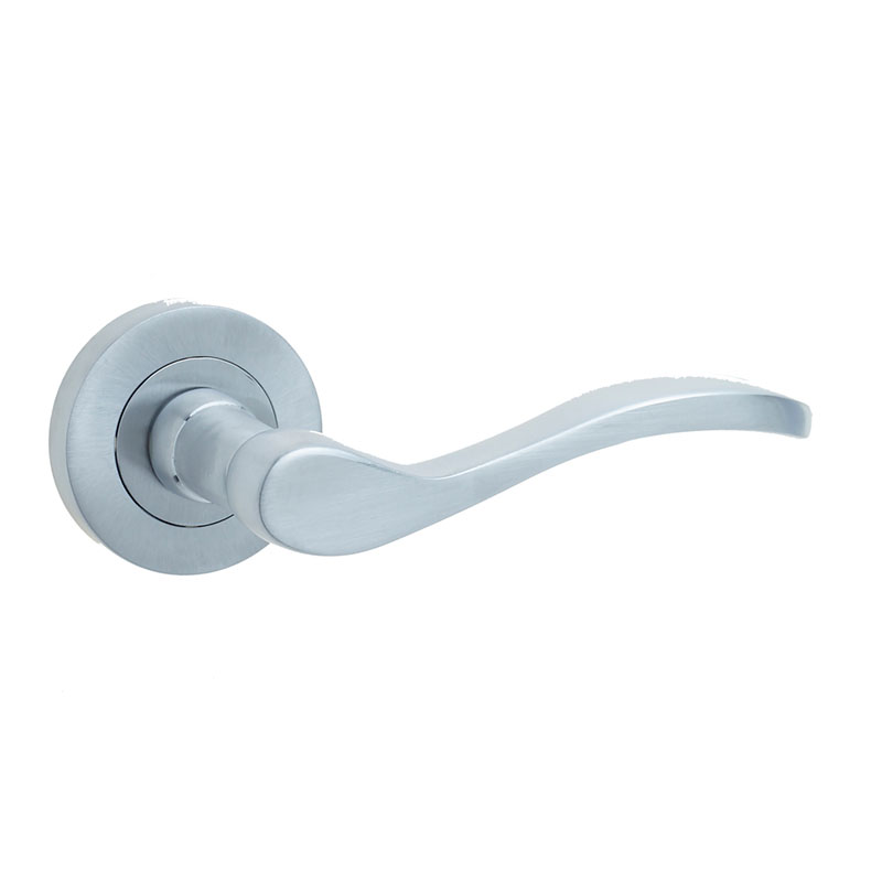 Turin Lever on Round Rose - Satin Chrome