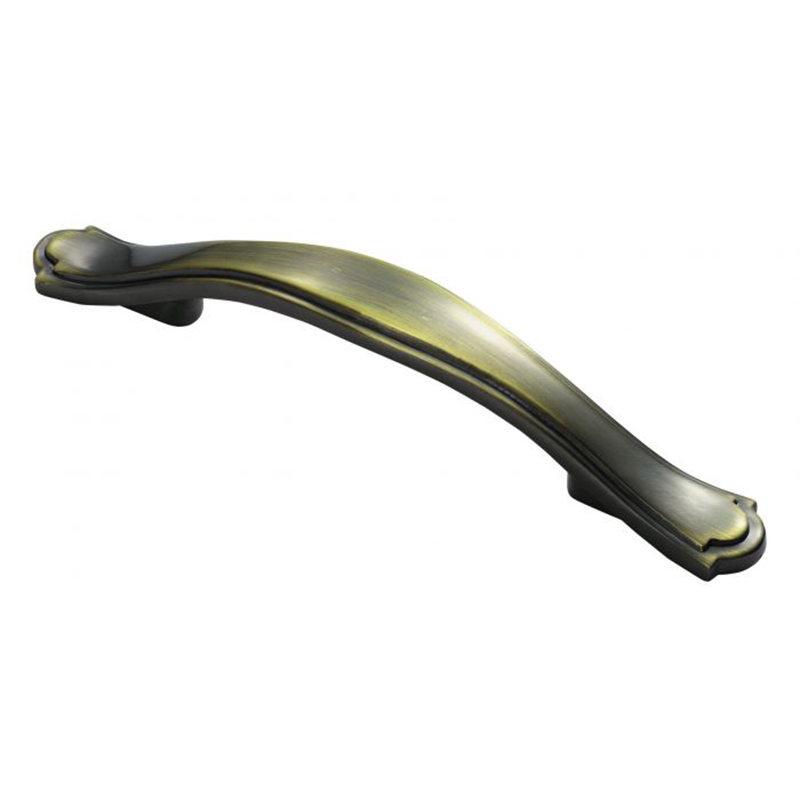 Stepped Edge Bow Handle - 76mm Centres Antique Burnished Brass
