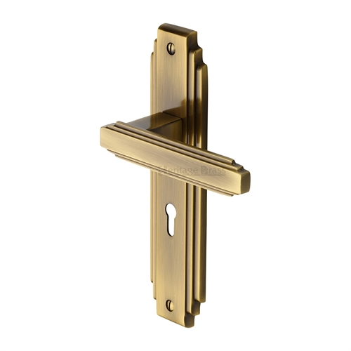 Astoria Lever Lock on Backplate Antique Brass