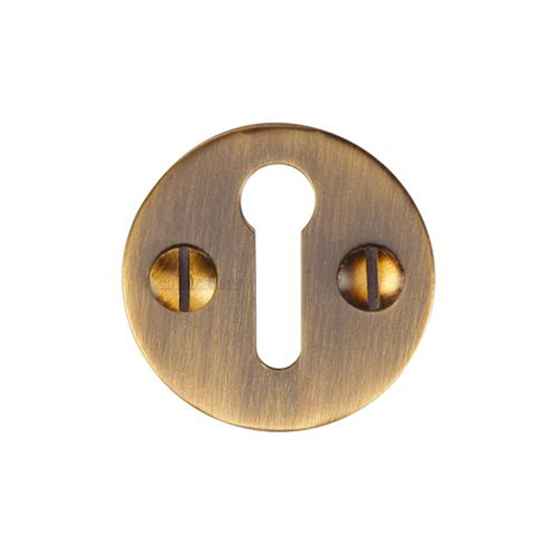 Round Open Keyhole Escutcheon Antique Brass