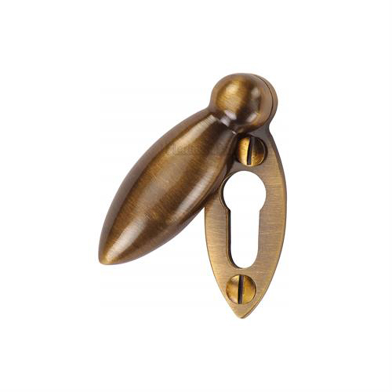 Oval Covered Keyhole Escutcheon Antique Brass