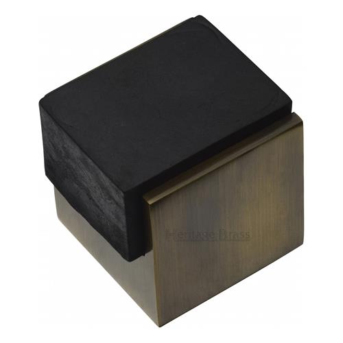 Square Floor Mounted Door Stop Antique Brass