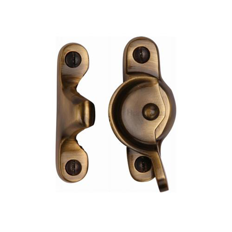 Fitch Pattern Sash Fastener Antique Brass