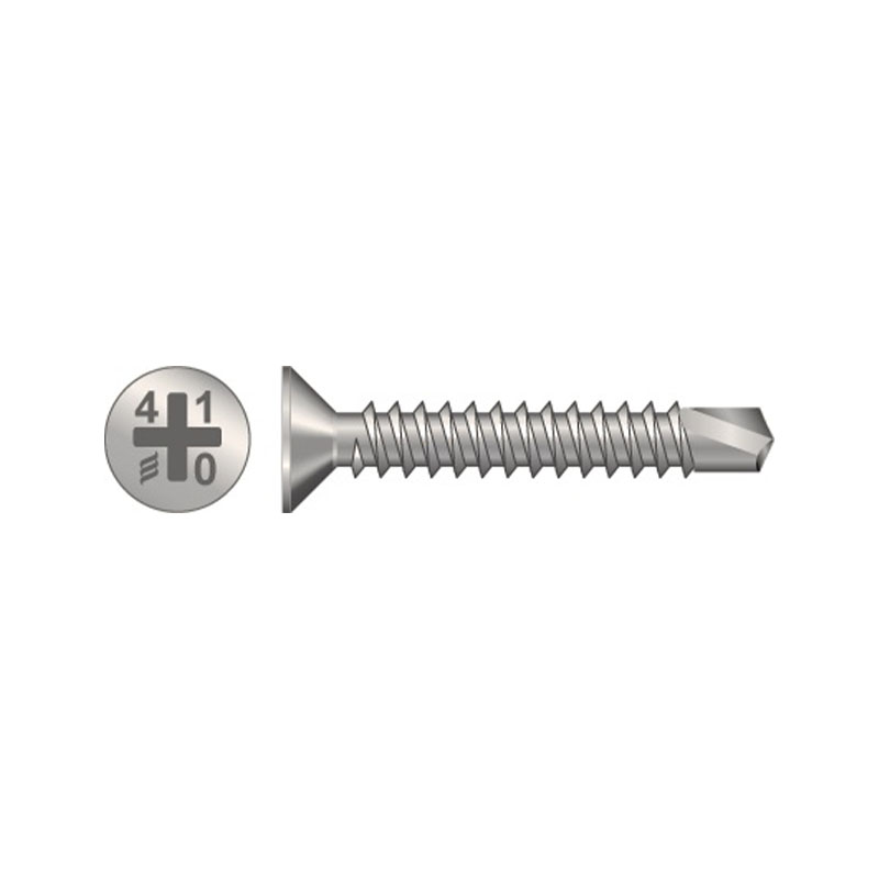 Self Tapping Thread Drill Point Screws - Counter Sunk - 3.9mm x 19mm