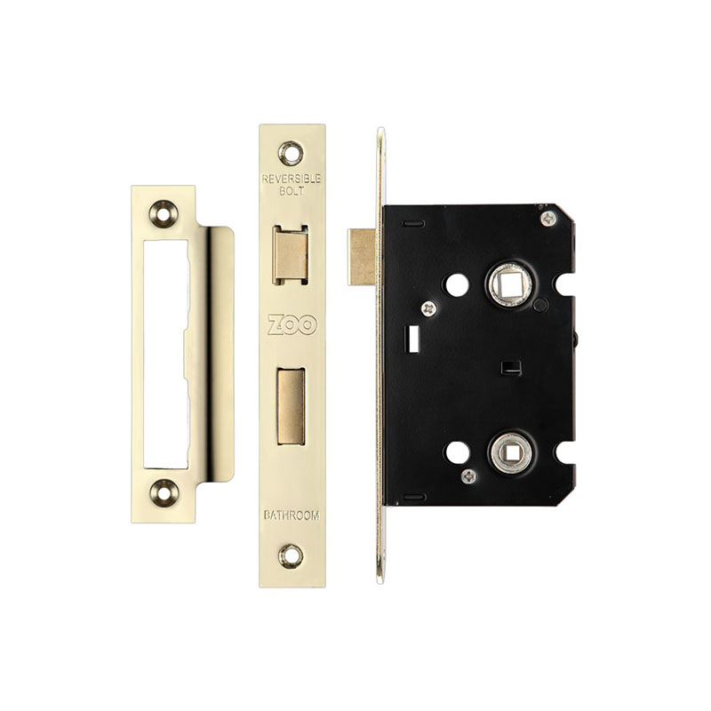 Contract Bathroom Lock - 64mm Backset Electro Brass