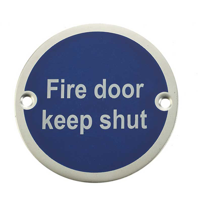 'Fire Door Keep Shut' Sign Satin Anodised Aluminium