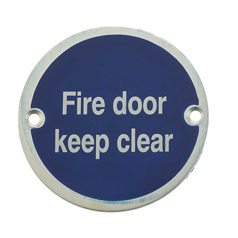'Fire Door Keep Clear' Sign Satin Anodised Aluminium