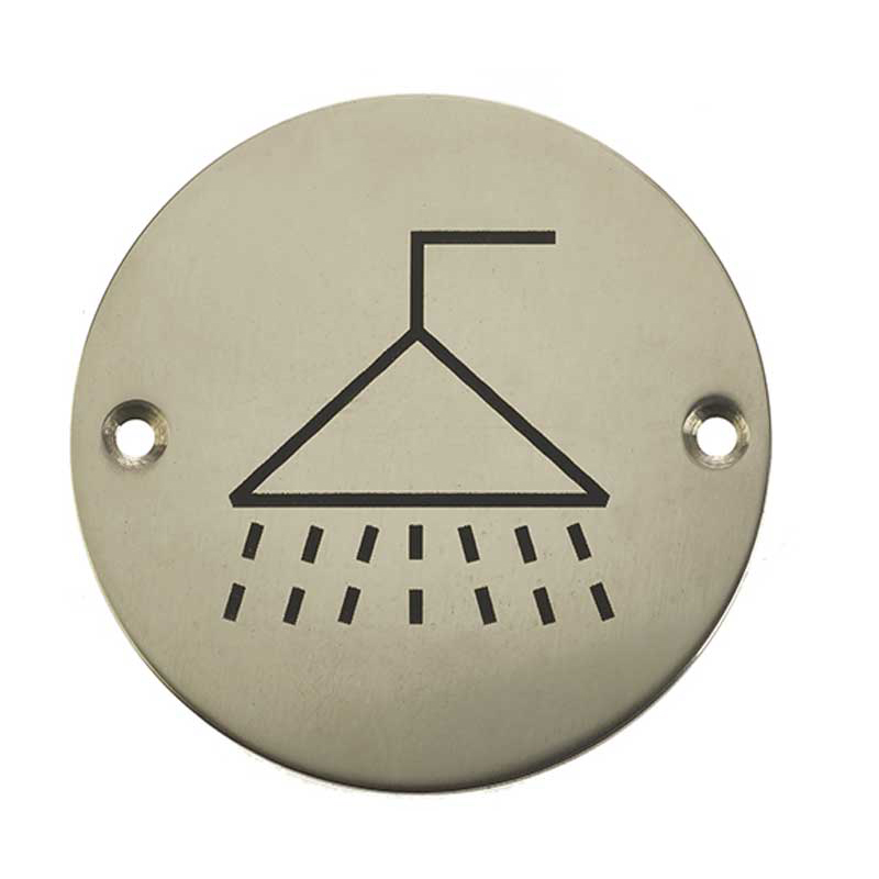 Shower Symbol Sign Satin Anodised Aluminium