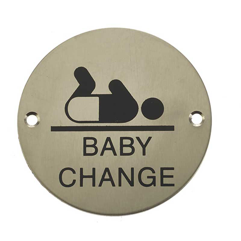 Baby Change Symbol Sign Satin Stainless Steel