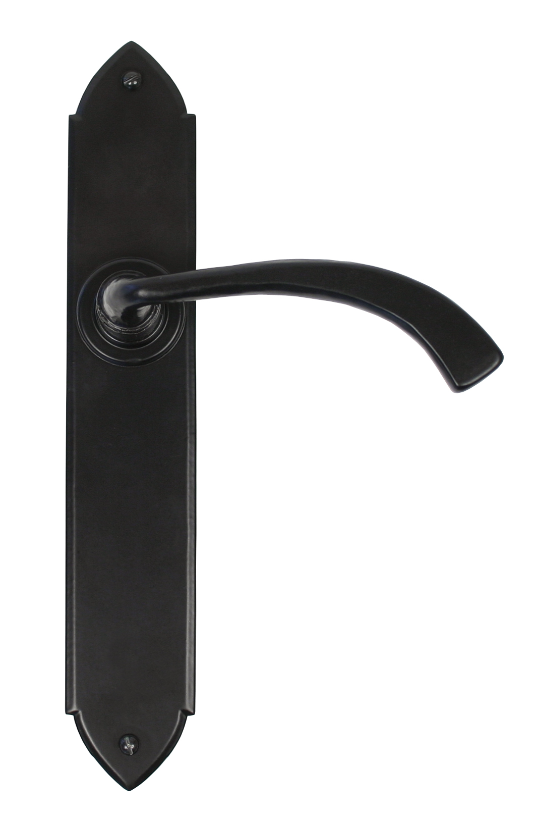 Gothic Curved Latch Lever Set Black