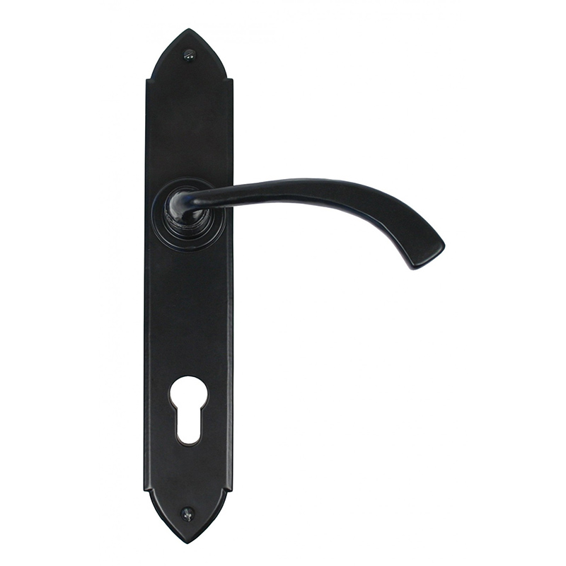 Gothic Curved Espag Lever Lock Set Black