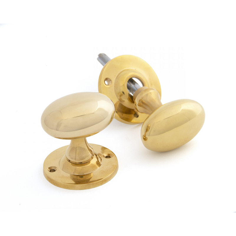 Oval Mortice / Rim Knob Set Polished Brass