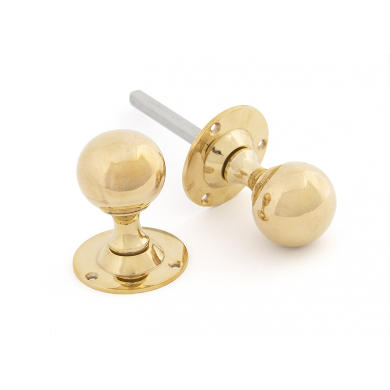 Ball Mortice Knob Set Polished Brass