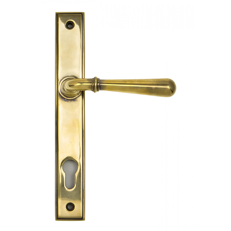 Newbury Slimline Espag Lever Lock Set - Aged Brass