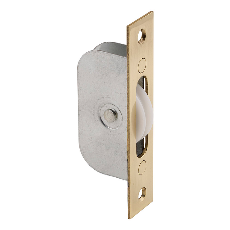 Sash Window Axle Pulley - Square - 119mm x 25mm Polished Brass