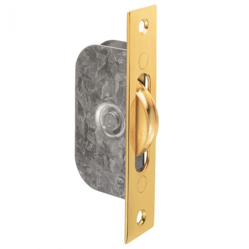 Sash Window Axle Pulley - Square - 117mm x 25mm Polished Brass