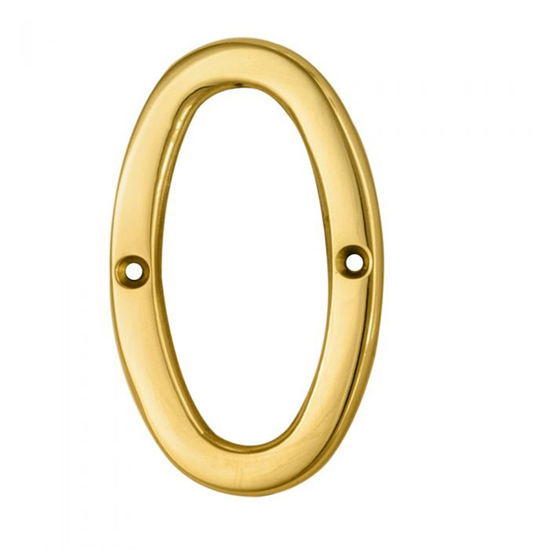 Face Fix Numeral '0' Polished Brass