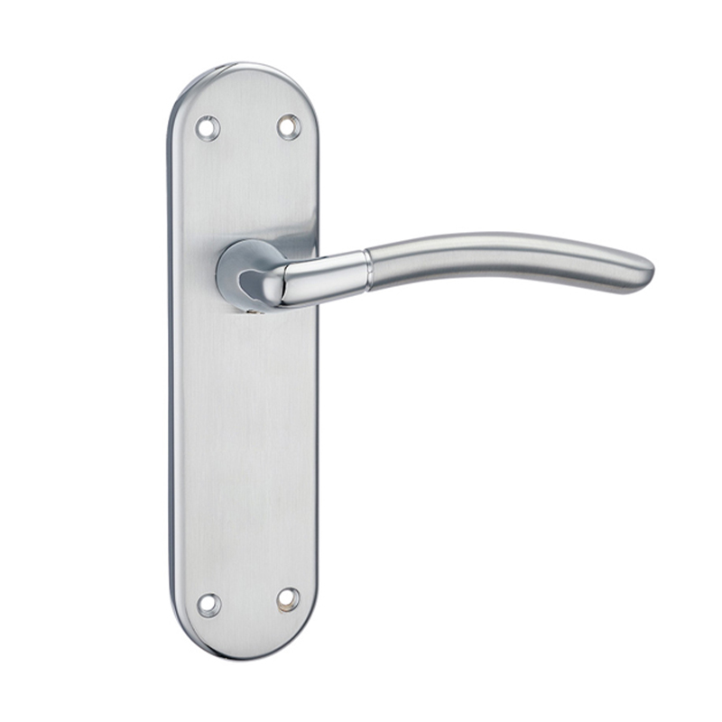 Amalfi Lever Latch on Backplate - Satin / Polished Chrome