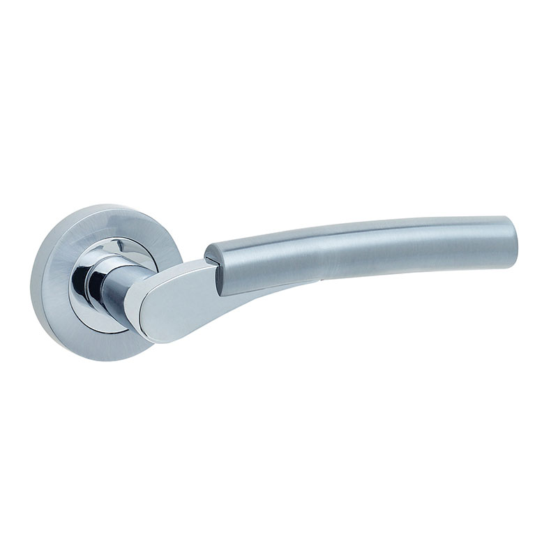 Arkus Lever on Round Rose - Polished Chrome / Satin Chrome