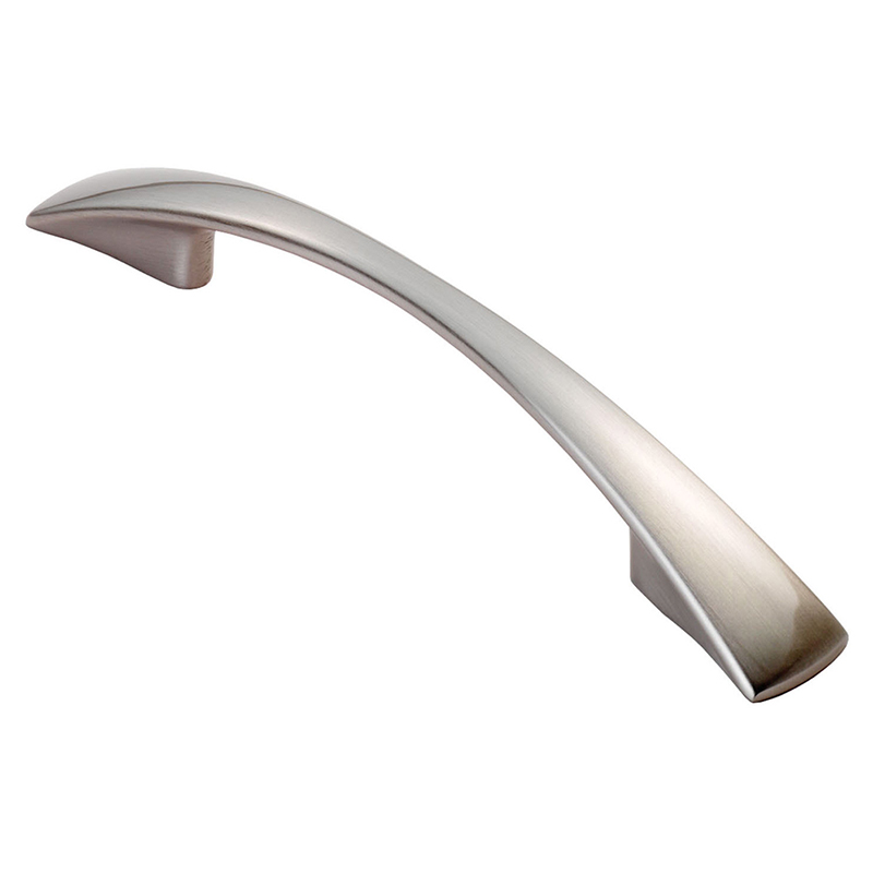 Wasited Flat Bow Handle - 96mm Centres Satin Nickel