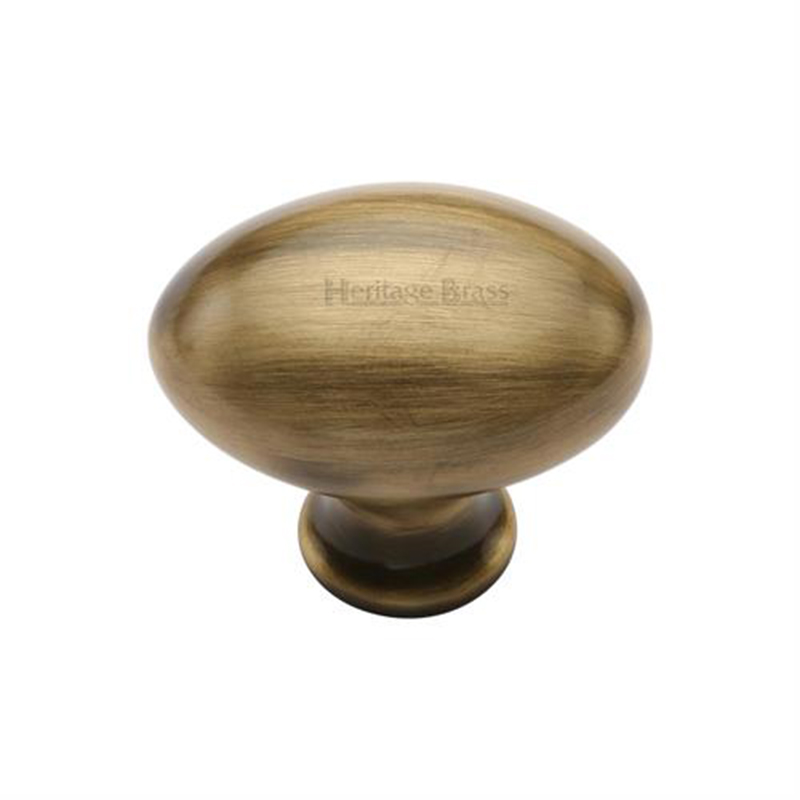 Oval Cabinet Knob - 32mm Antique Brass