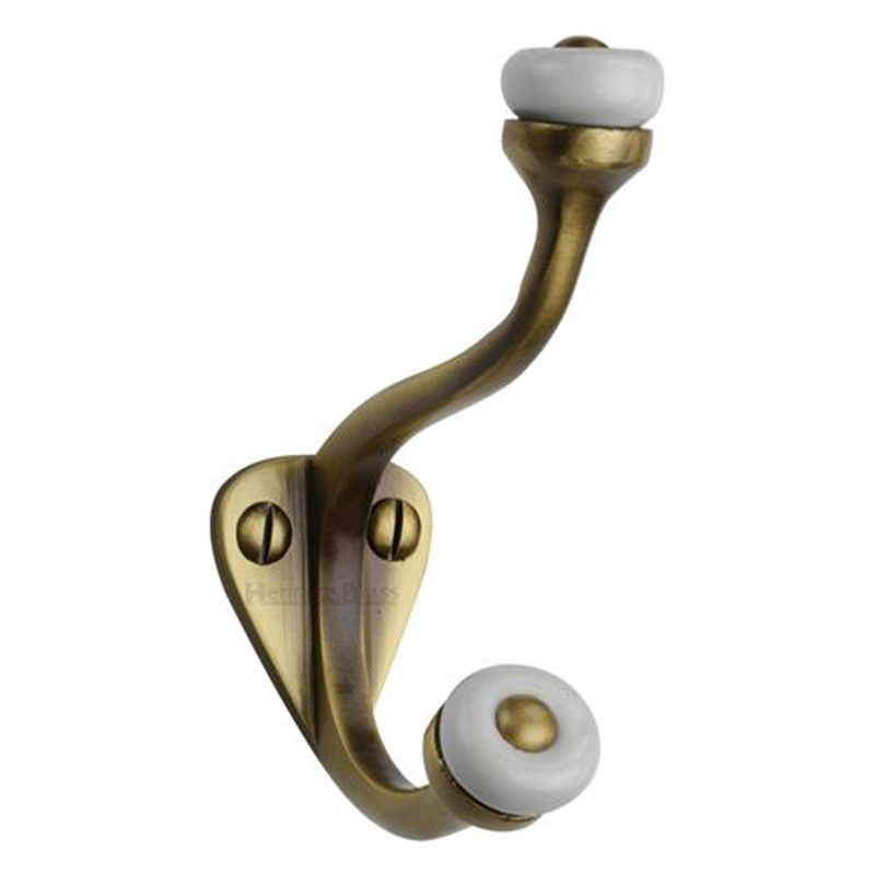 Roller Tip Hat & Coat Hook Antique Brass