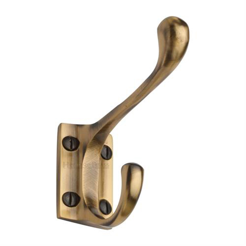 Ball End Hat & Coat Hook Antique Brass